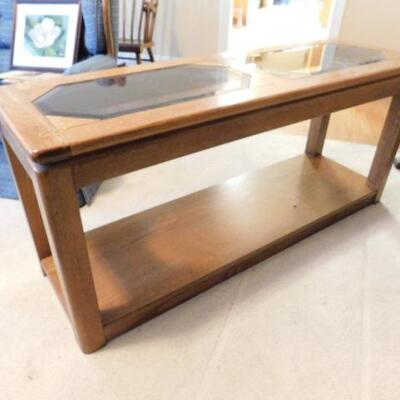Sol.id Wood Sofa or Window Table with Glass Top Panels 58