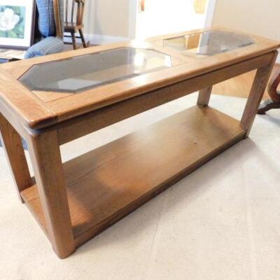 Sol.id Wood Sofa or Window Table with Glass Top Panels 58