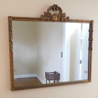 Vintage French Wood Gilded Framed Mirror 36'x33