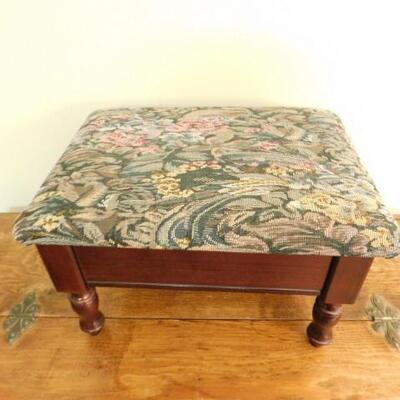 Upholstered Wood Framed Foot Stool with Flip Top for Storage 15