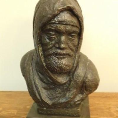 Vintage Bronzed Bust Statuette of Michaelangelo 15