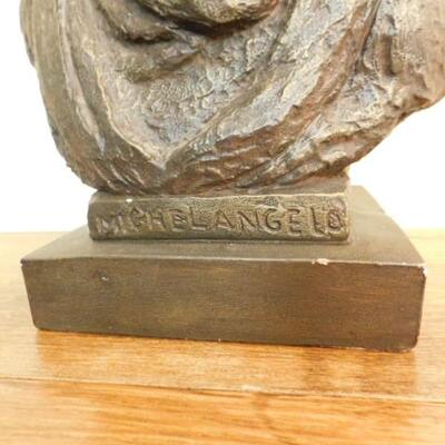Vintage Bronzed Bust Statuette of Michaelangelo 15