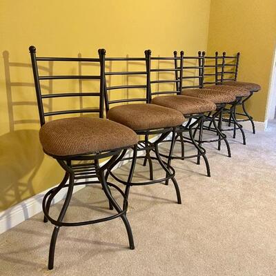 6 Metal with Fabric Seat Swivel Counter High Stools
