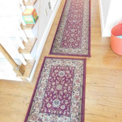 Matching Set Runner and Place Rug Red and Beige 91