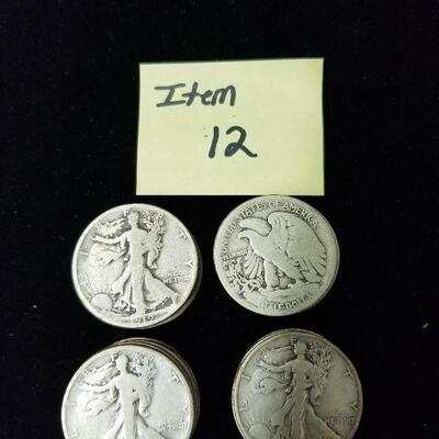 Item (12) Walking Liberty Silver half-dollars