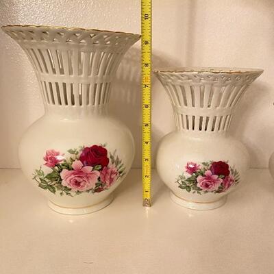 Set of 3 Ceramic Floral Vases