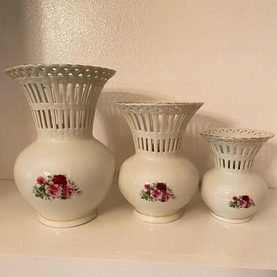 Set of 3 Ceramic Floral Vases