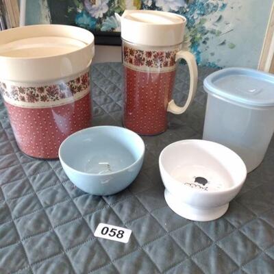 Lot 058  Vintage Canister Set, bowls and storage container
