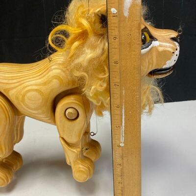 Folk Art Articulated Wood Lion Marionette String Puppet YD#020-1220-00061