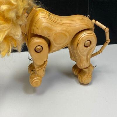 Folk Art Articulated Wood Lion Marionette String Puppet YD#020-1220-00061