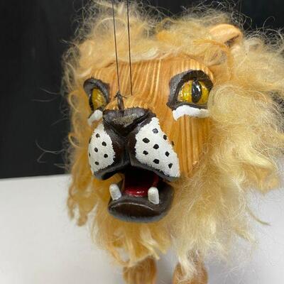 Folk Art Articulated Wood Lion Marionette String Puppet YD#020-1220-00061