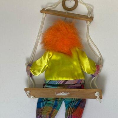Vintage Swinging Clown Hanging Figurine Doll 