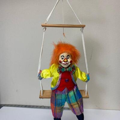 Vintage Swinging Clown Hanging Figurine Doll 