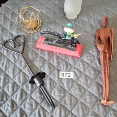 Lot 072  Nutcracker , Candle Holders, Wooden Man