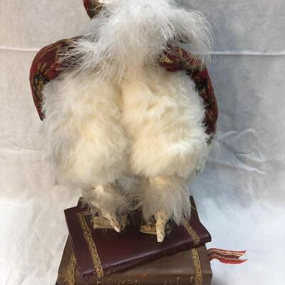 Folk Art Whimsy Wise Old Owl On Top of Books Wood Figurine Statuette YD#020-1220-01047