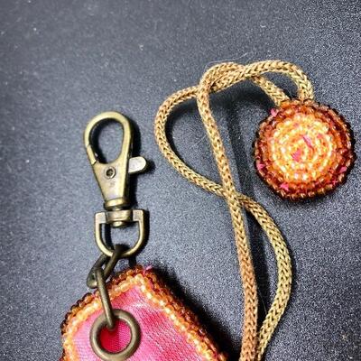 Vintage Bead Embellished Drawstring Trinket Bag Coin Purse