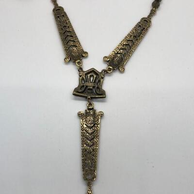 Heidi Daus Art Deco Statement Y Necklace Swarovski Crystal Gold Tone YD#020-1220-05000