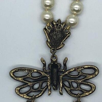 Heidi Daus Pearl Choker Necklace with Swarovski Bumble Bee Pendant YD#020-1220-05001
