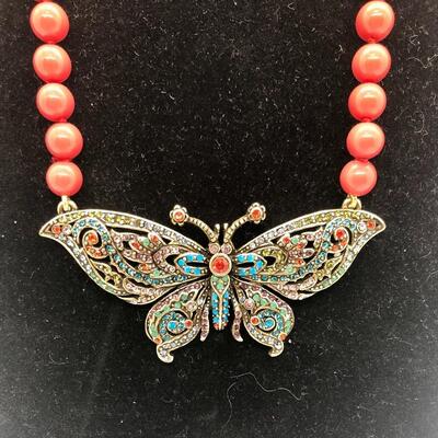 Heidi Daus Beaded Swarovski Butterfly Statement Necklace YD#020-1220-05011