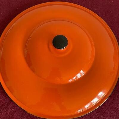 Lot 389 - Vintage Orange Enamelware Lid Only