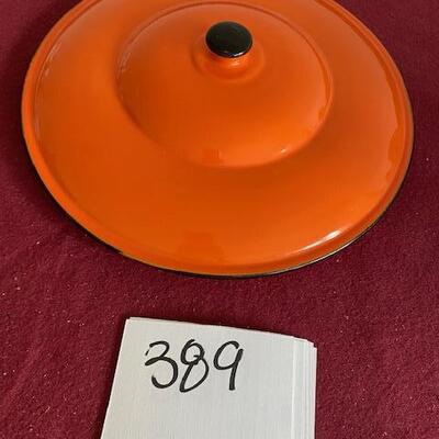 Lot 389 - Vintage Orange Enamelware Lid Only