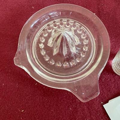 Lot 396 -Vintage Juicer, butter tray and measuring glass