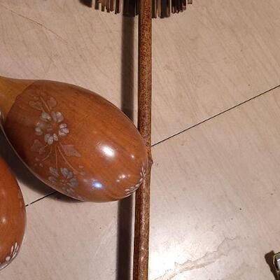 Lot 246B:  Antique Bamboo Umbrella, Seed Box and More