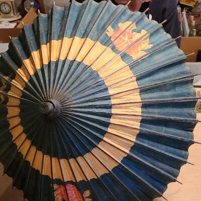Lot 246B:  Antique Bamboo Umbrella, Seed Box and More
