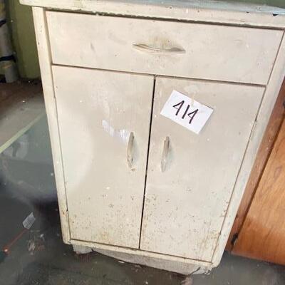 Lot 414 - Vintage White Metal Cabinet