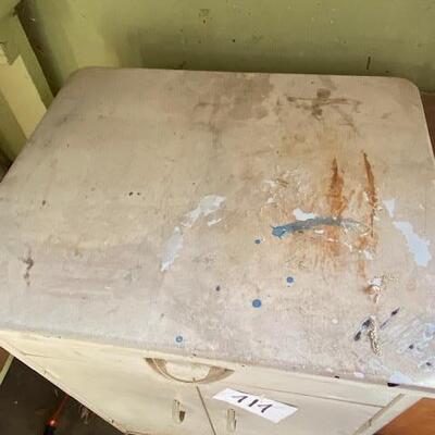 Lot 414 - Vintage White Metal Cabinet