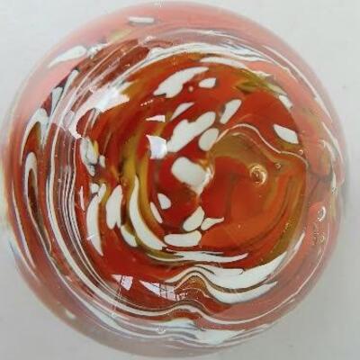 Orange Swirl Glass Paperweight