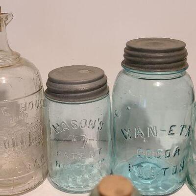 Lot 246: Antique Bottle Lot (Ball Eclipse, Root, Wan-Eta Cocoa, Climax, Vinegar)