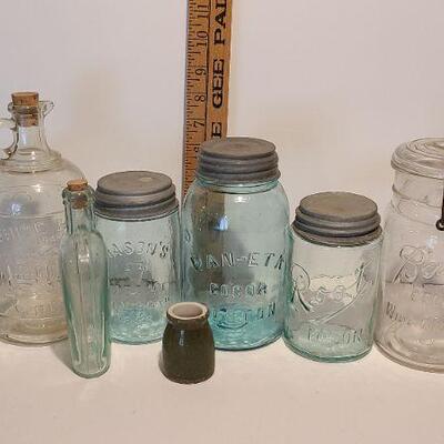Lot 246: Antique Bottle Lot (Ball Eclipse, Root, Wan-Eta Cocoa, Climax, Vinegar)