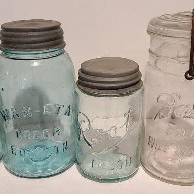 Lot 246: Antique Bottle Lot (Ball Eclipse, Root, Wan-Eta Cocoa, Climax, Vinegar)