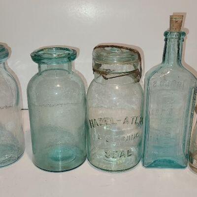 Lot 247: Antique Bottles/Jars  (Union Fruit Jar, Hazel Atlas, Hoods, Fairfax Dairy and more)