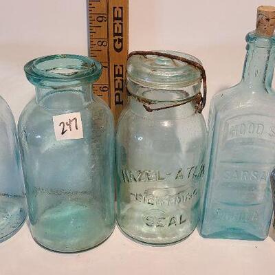 Lot 247: Antique Bottles/Jars  (Union Fruit Jar, Hazel Atlas, Hoods, Fairfax Dairy and more)