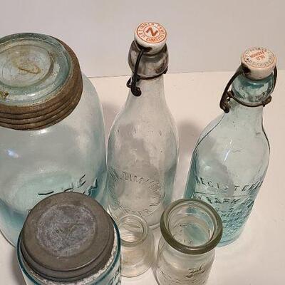 Lot 237: Antique Bottles/Jars ( Large The QUEEN, Zimmer Gloucester, Parkview Newark, Moore Mason)