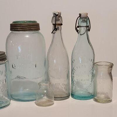 Lot 237: Antique Bottles/Jars ( Large The QUEEN, Zimmer Gloucester, Parkview Newark, Moore Mason)