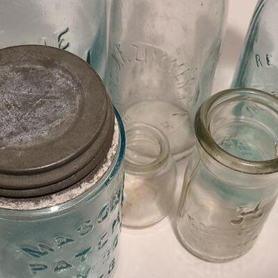 Lot 237: Antique Bottles/Jars ( Large The QUEEN, Zimmer Gloucester, Parkview Newark, Moore Mason)