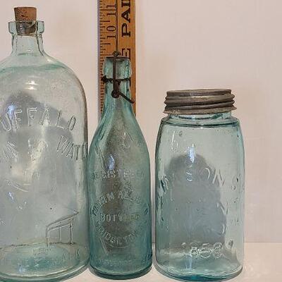 Lot 240: Antique Buffalo Lithia Water Bottle, Early Mason, and Tom McAllister Bottle