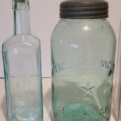 Lot 223: Rare Knowlton Vacuum Fruit Jar Green and More