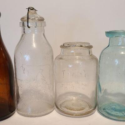 Bottles 222 B: Amber Brighton Place Dairy Bottle/ S. McKee Blue Bottle and More