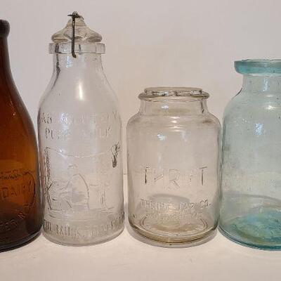 Bottles 222 B: Amber Brighton Place Dairy Bottle/ S. McKee Blue Bottle and More