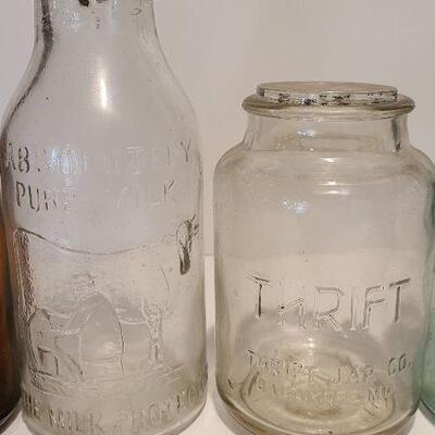 Bottles 222 B: Amber Brighton Place Dairy Bottle/ S. McKee Blue Bottle and More