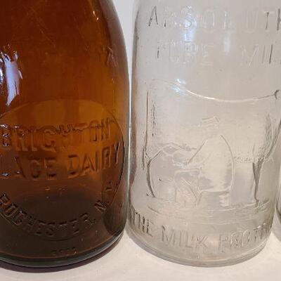 Bottles 222 B: Amber Brighton Place Dairy Bottle/ S. McKee Blue Bottle and More