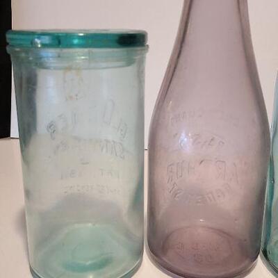 Lot 222 A: Rare Clocker Sanitary Jar, Arthur Ogdens Pink Quart and Large Red Key Mason Jar