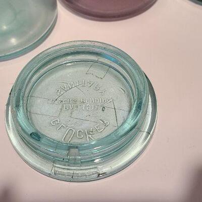 Lot 222 A: Rare Clocker Sanitary Jar, Arthur Ogdens Pink Quart and Large Red Key Mason Jar