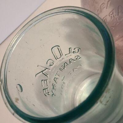 Lot 222 A: Rare Clocker Sanitary Jar, Arthur Ogdens Pink Quart and Large Red Key Mason Jar