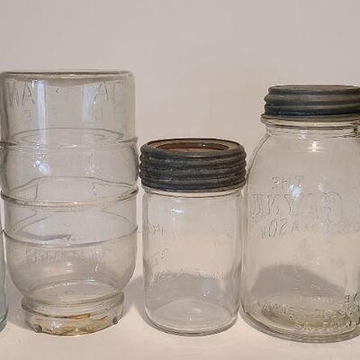 Lot 215: Tartan Coffee Jar, Gayner Mason, Improved Jar, and Roeshman/Coffey AC Soda Bottle