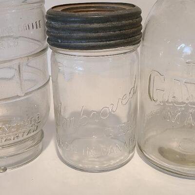 Lot 215: Tartan Coffee Jar, Gayner Mason, Improved Jar, and Roeshman/Coffey AC Soda Bottle